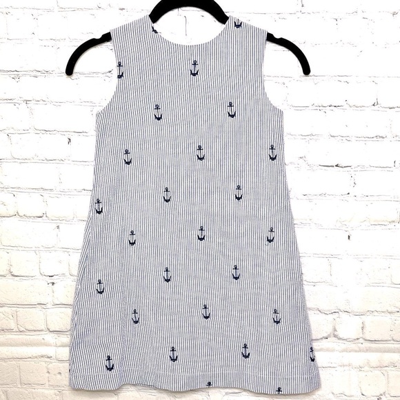 CPC Designs CLASSIC PREP Sailor Shift Seersucker Embroidered Blue Anchor Dress 8 - Picture 1 of 3